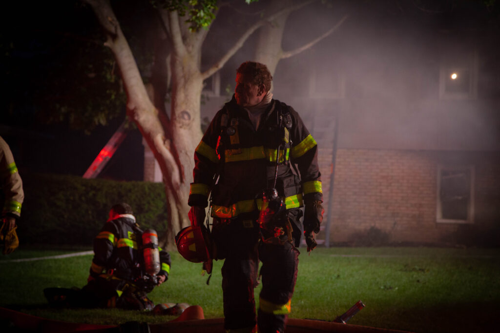 Firefighter in the night